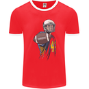 American Football Player Holding a Ball Mens Ringer T-Shirt FotL Red/White