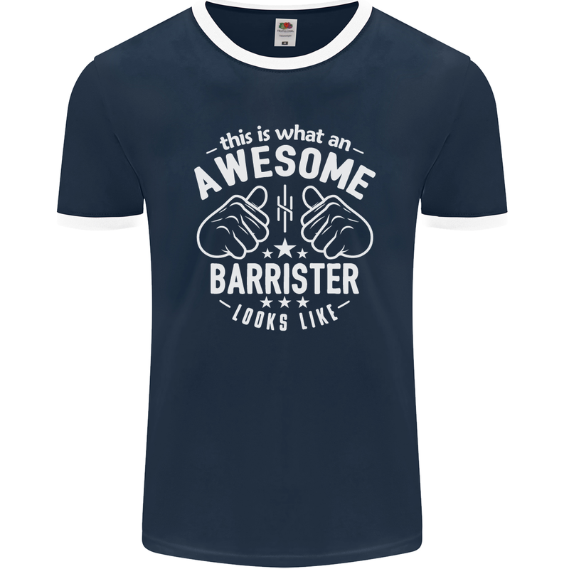 This Is What an Awesome Barrister Looks Like Mens Ringer T-Shirt FotL Navy Blue/White