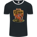 Heading to Vegan Town Funny Turkey Mens Ringer T-Shirt FotL Black/White