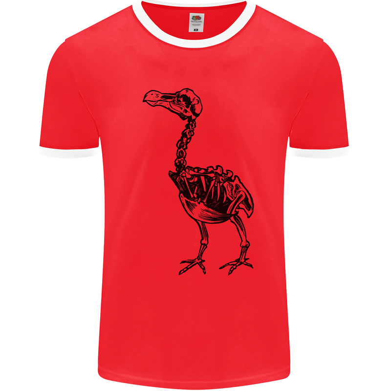 A Dodo Skeleton Mens White Ringer T-Shirt Red/White