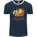 Religion Christianity Bible Trust in Lion Mens Ringer T-Shirt FotL Navy Blue/White