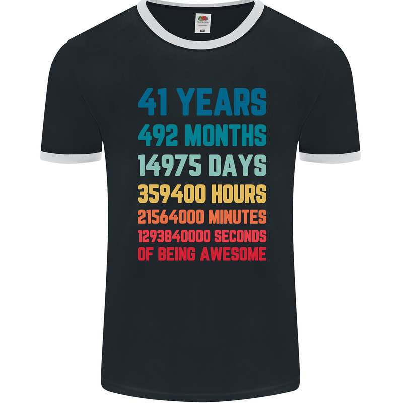 41st Birthday 41 Year Old Mens Ringer T-Shirt FotL Black/White