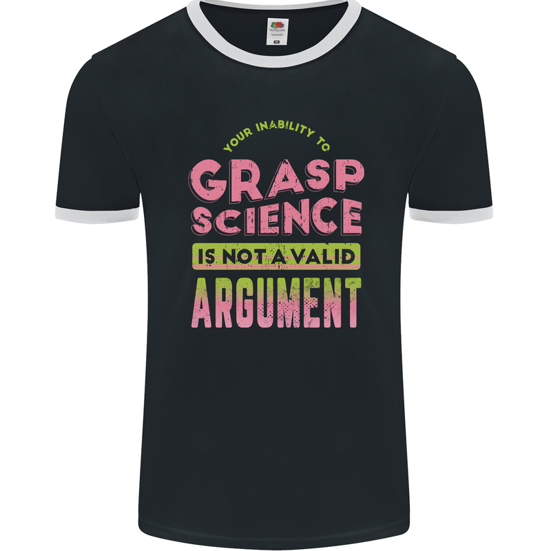 Grasp Science Funny Geek Nerd Physics Maths Mens Ringer T-Shirt FotL Black/White