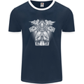 Angel of Death Day of the Dead Skull DOTD Mens Ringer T-Shirt FotL Navy Blue/White