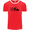 Biker Going Down on One Knee Motorcycle Mens Ringer T-Shirt FotL Red/White