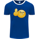 Emoji Middle Finger Flip Funny Offensive Mens Ringer T-Shirt FotL Royal Blue/White