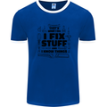 I Fix Stuff Funny Handyman Tradesman DIY Mens White Ringer T-Shirt Royal Blue/White