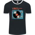 Retro Vinyl Records Turntable DJ Music Mens Ringer T-Shirt FotL Black/White