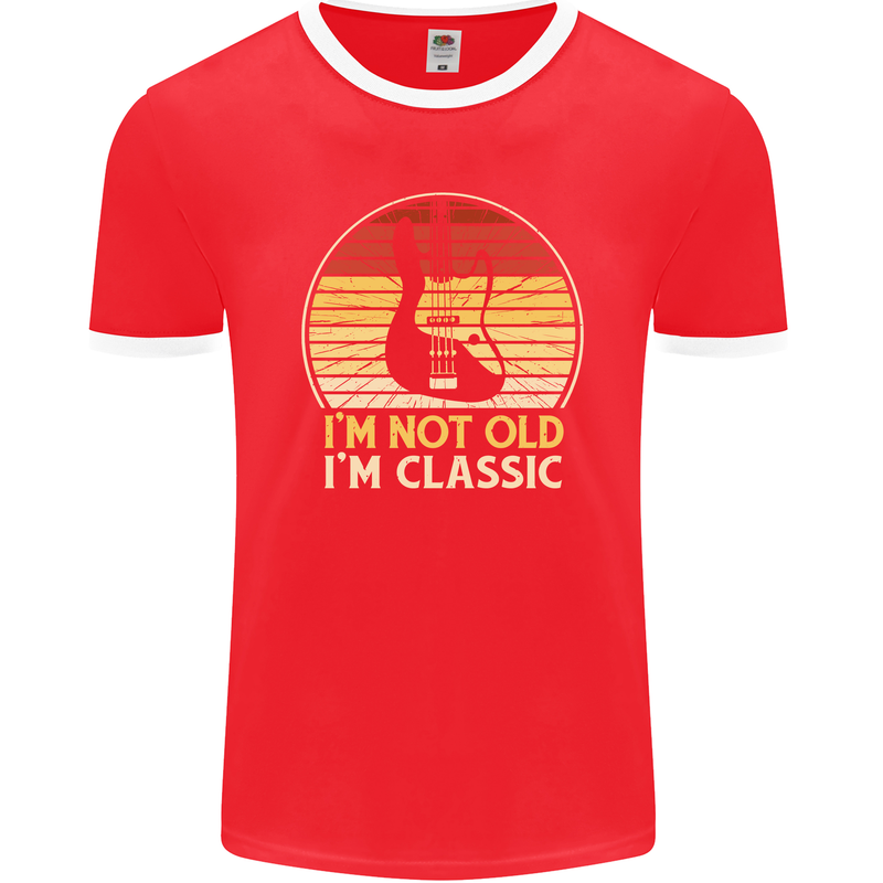 Im Not Old Classic Guitar Rock n Roll Punk Mens Ringer T-Shirt FotL Red/White