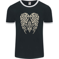Angel Skull Wings Motorcycle Biker Mens Ringer T-Shirt FotL Black/White