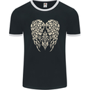Angel Skull Wings Motorcycle Biker Mens Ringer T-Shirt FotL Black/White