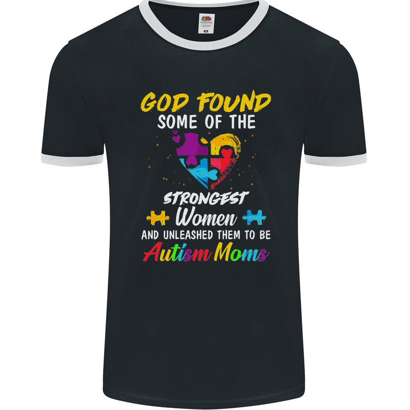 God Found Autism Moms Autistic ASD Mens Ringer T-Shirt FotL Black/White