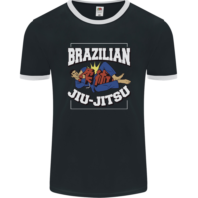 Brazilian Jiu Jitsu Mens Ringer T-Shirt FotL Black/White