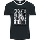 You Can't Buy Love Funny Resue Dog Puppy Mens Ringer T-Shirt FotL Black/White