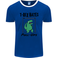 T-Rex Hates Pull Ups Funny Gym Dinosaurs Mens Ringer T-Shirt FotL Royal Blue/White