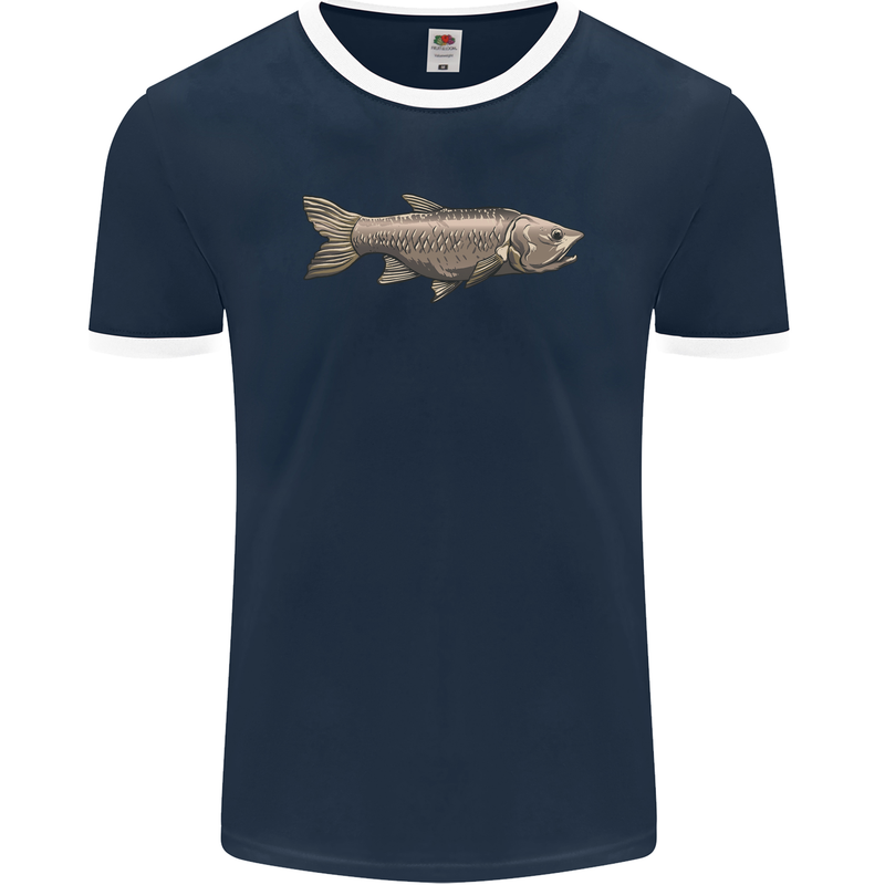 A Bolan Fish Fishing Fisherman Mens Ringer T-Shirt FotL Navy Blue/White