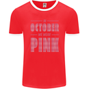 Breast Cancer Awareness In October Pink Mens Ringer T-Shirt FotL Red/White