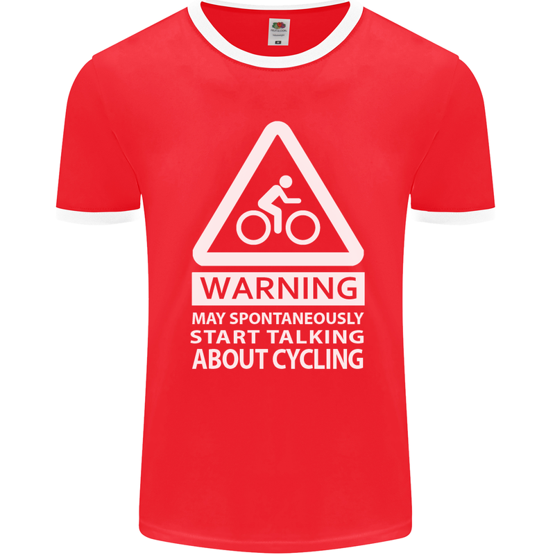 May Start Talking About Cycling Cyclist Mens Ringer T-Shirt FotL Red/White