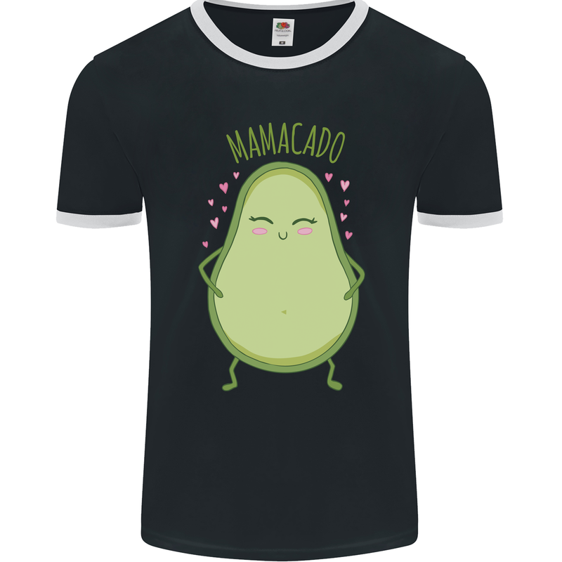 Funny Mother's Day Mamacado Avacado Mens Ringer T-Shirt FotL Black/White