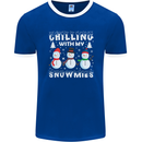 Christmas Chilling With My Snowmies Funny Mens Ringer T-Shirt FotL Royal Blue/White