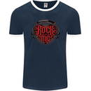Rock With Me Heavy Metal Music Guitar Mens Ringer T-Shirt FotL Navy Blue/White