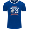 28 Year Wedding Anniversary 28th Rugby Mens Ringer T-Shirt FotL Royal Blue/White