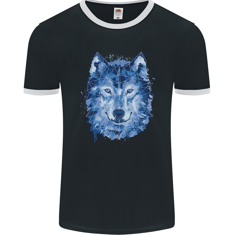 A Polygon Wolf Mens Ringer T-Shirt FotL Black/White