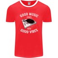 Good Music Vibes DJ Decks Vinyl Turntable Mens Ringer T-Shirt FotL Red/White