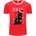 Meowy Christmas Tree Funny Cat Xmas Mens Ringer T-Shirt FotL Red/White