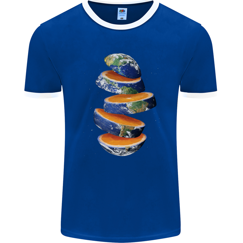 Our Orange Planet Earth Mens Ringer T-Shirt FotL Royal Blue/White