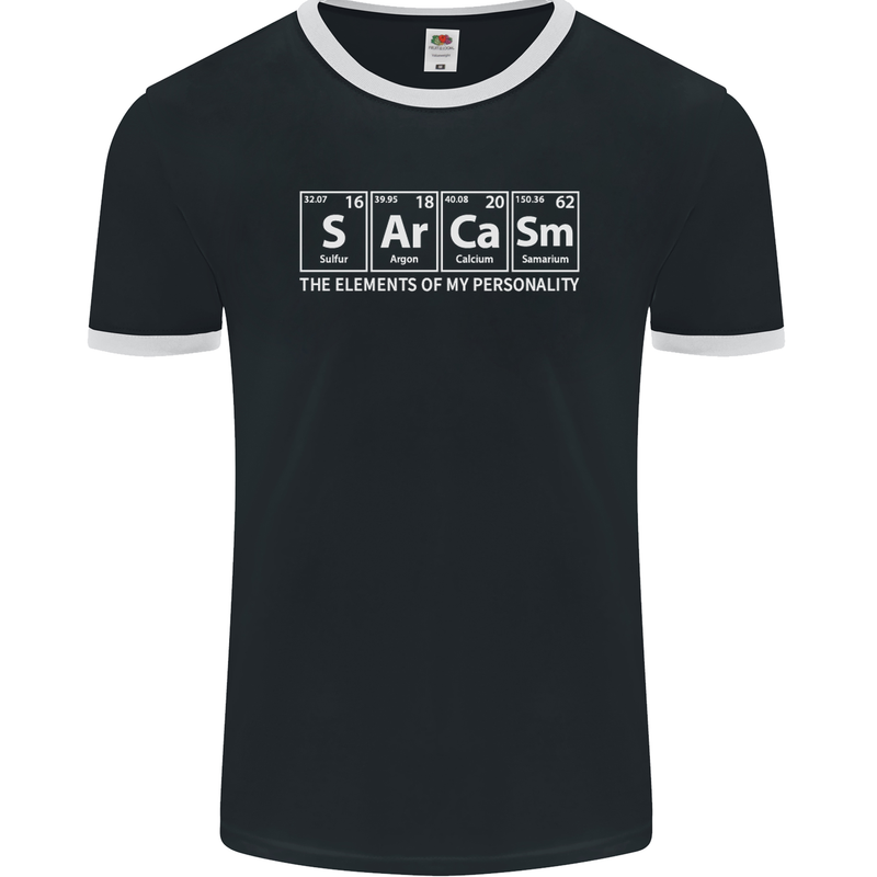 Sarcasm the Elements Personality Funny ECG Mens Ringer T-Shirt FotL Black/White