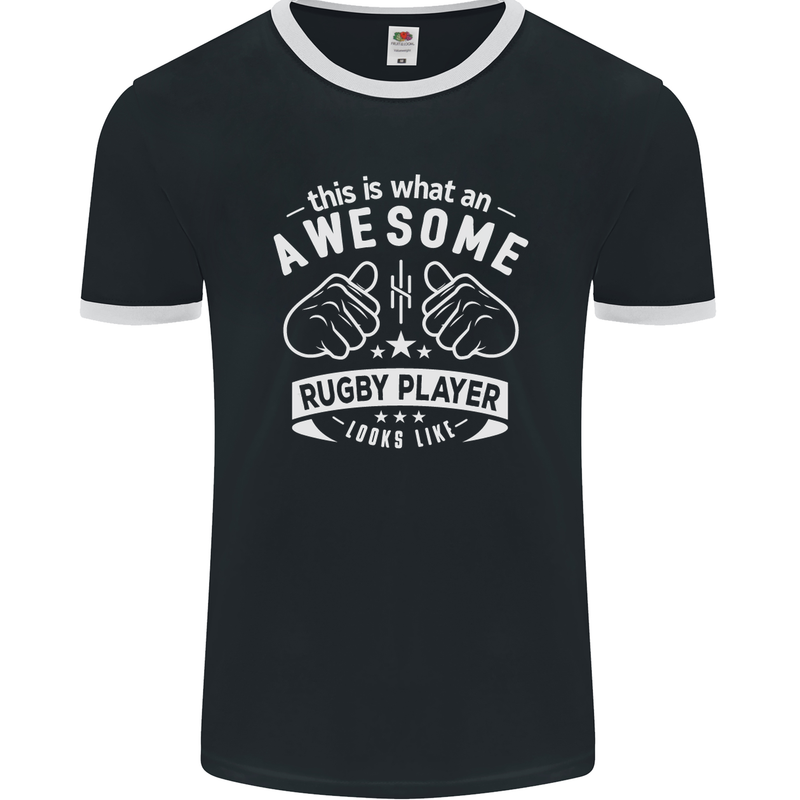 An Awesome Rugby Player Looks Like Union Mens Ringer T-Shirt FotL Black/White