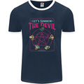 Let's Summon the Devil Ouija Board Demons Mens Ringer T-Shirt FotL Navy Blue/White