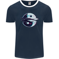 Yin Yang Glitch Yoga Meditation SCI-FI MMA Mens Ringer T-Shirt FotL Navy Blue/White