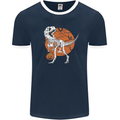 Dinosaur Halloween T-Rex Mens Ringer T-Shirt FotL Navy Blue/White