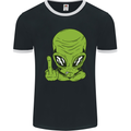 Angry Alien Finger Flip Funny Offensive Mens Ringer T-Shirt FotL Black/White