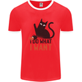 I Do What I Want Funny Cat Mens Ringer T-Shirt Red/White