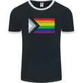 LGBTQ Flag Gay Pride Awareness Day LGBTQ Mens Ringer T-Shirt FotL Black/White