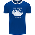 Home Is Where the Tent Is Funny Camping Mens Ringer T-Shirt FotL Royal Blue/White