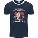 Single and Ready to Jingle Christmas Funny Mens Ringer T-Shirt FotL Navy Blue/White