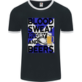 Blood Sweat Rugby and Beers Scotland Funny Mens Ringer T-Shirt FotL Black/White