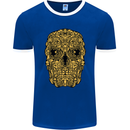 Ethnic Skull Gothic Tribal Demon Mens Ringer T-Shirt FotL Royal Blue/White