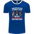 Music Weekend Funny Alcohol Beer Mens Ringer T-Shirt FotL Royal Blue/White