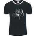 Boxing Gorilla MMA Mixed Martial Arts Boxer Mens Ringer T-Shirt FotL Black/White