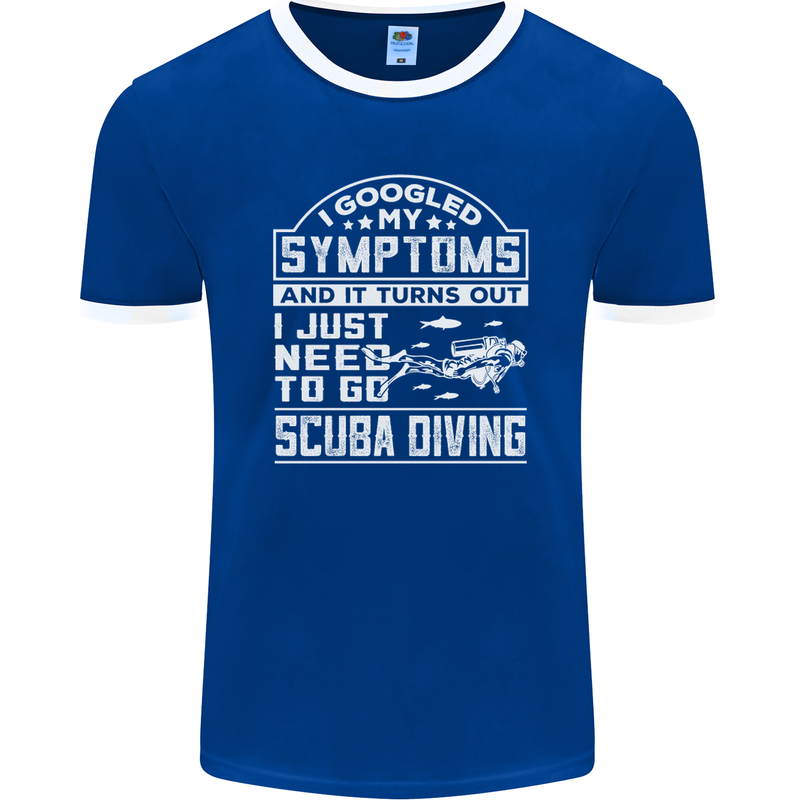 Symptoms Just Need to Go Scuba Diving Mens Ringer T-Shirt FotL Royal Blue/White