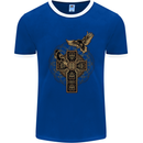 Odins Celtic Raven Viking Thor Ragnar Norse Mens Ringer T-Shirt FotL Royal Blue/White