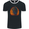 A Buddha Statue With Flames Mens Ringer T-Shirt FotL Black/White