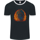A Buddha Statue With Flames Mens Ringer T-Shirt FotL Black/White