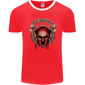 The Warrior Gym Spartan Helmet Bodybuilding Mens Ringer T-Shirt FotL Red/White