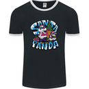 Funny Christmas Santa Panda Mens Ringer T-Shirt FotL Black/White